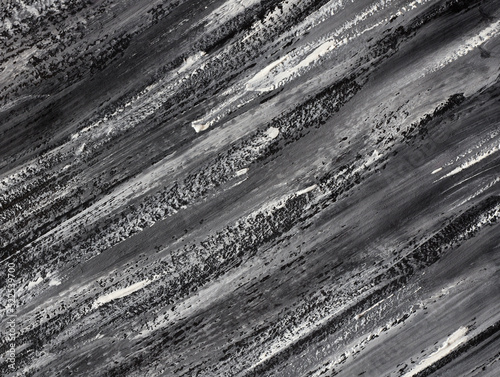 Real handmade acrylic diagonal brushstroke of black and white painting abstract on canvas. Modern, contemporary, fine art.  Hand painted minimalist image for creative design of posters, cards.