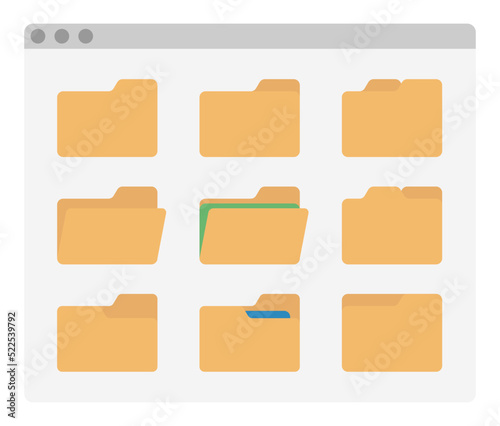desktop interface window with folders shape icon isolated simple ui vector flat illustration
