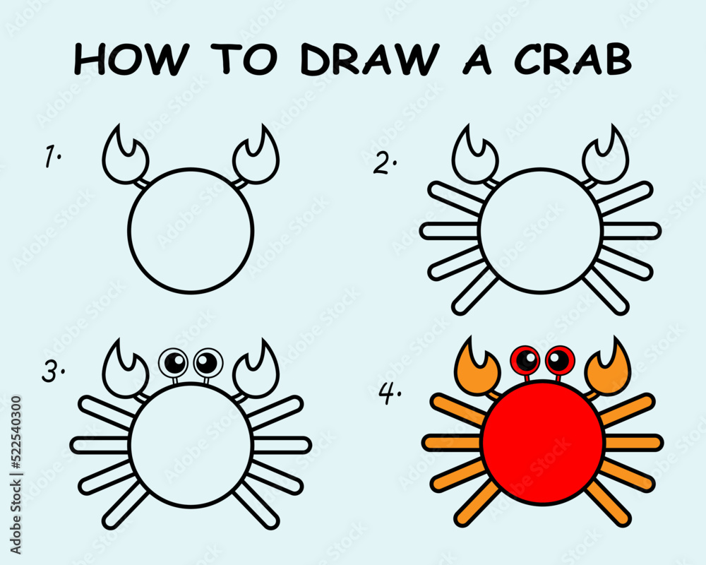 Step By Step To Draw A Crab Drawing Tutorial A Crab Drawing Lesson Step By Step To Draw A Crab Drawing Tutorial A Crab Drawing Lesson