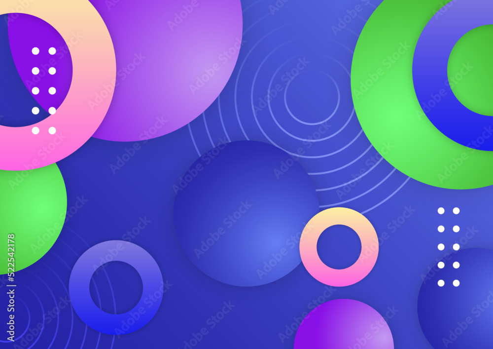 Abstract modern background gradient color. Green purple pink orange and blue gradient with geometric shapes decoration.