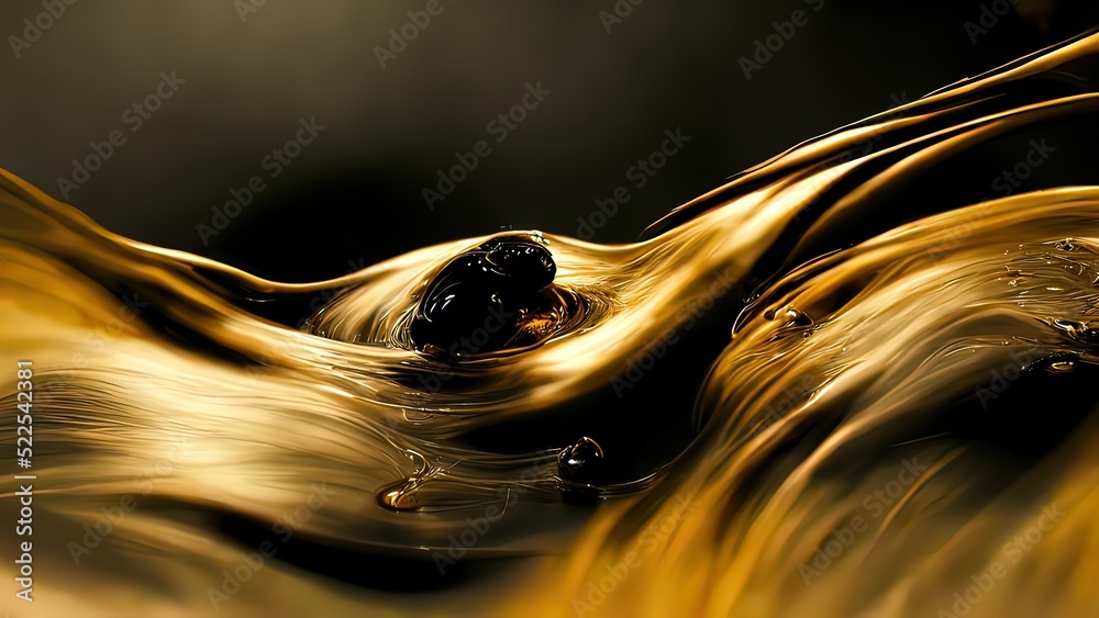 4k liquid gold, melted gold and black background, golden abstract