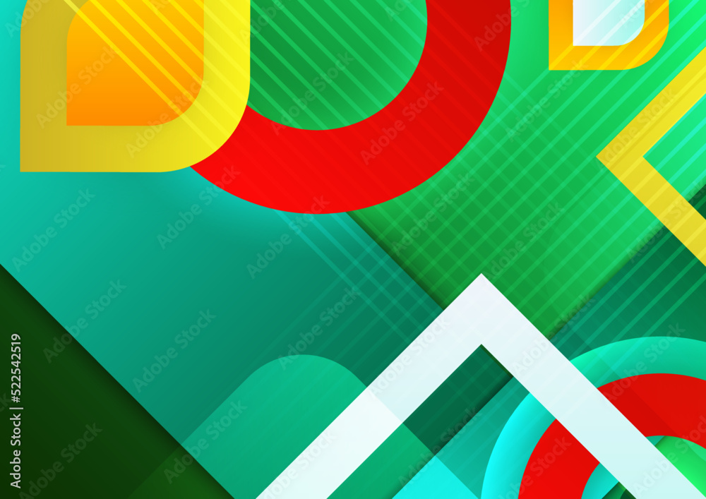 Obraz premium Abstract modern background gradient color. Green purple pink orange and blue gradient with geometric shapes decoration.