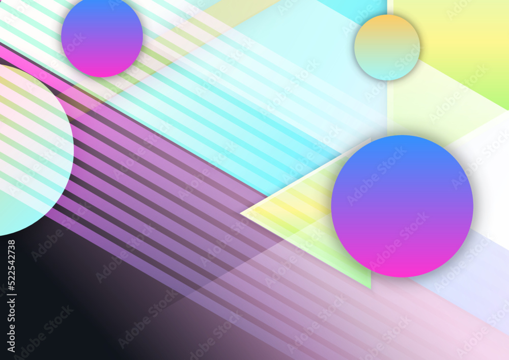 Abstract modern background gradient color. Green purple pink orange and blue gradient with geometric shapes decoration.