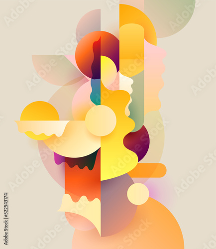 Art background of flat colorful geometric shapes. Bright vector illustration.