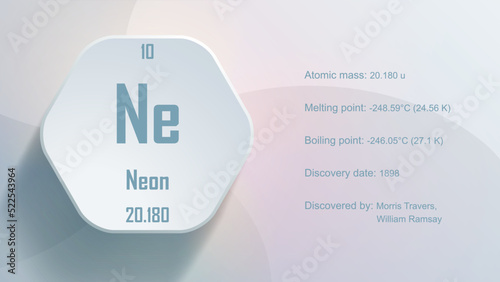 Modern periodic table element Neon 3D Vector Illustration