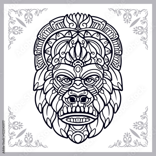 Gorilla zentangle arts isolated on white background