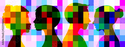 Parents and children. Drawing of a human silhouette.
Family,

adolescent psychology, family relations between relatives. Vector image.