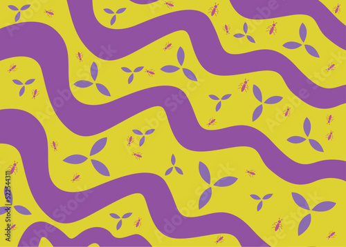 ants wave wallpaper with yellow and purple color