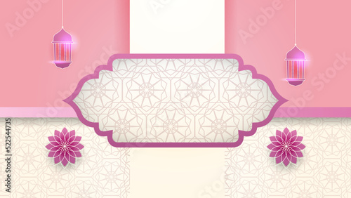 Islamic ramadan background with Arabic ornament pattern and luxury mandala lantern decorative. Designed for islam greeting card, eid template, hajj, invitation, celebration, premium frame, and mosque
