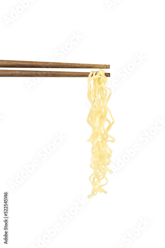 instant noodles chopsticks isolated on white background with clipping path