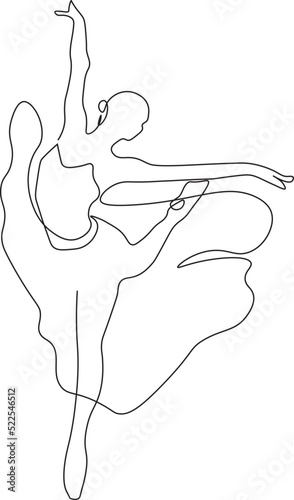 Ballerina Pose One Line Drawing Prints. Woman Dance Pose Minimalist Style. Ballet Line Art Modern Minimal Prints. Trendy Illustration Continuous Line Art. Fashion Minimal Logo. Vector EPS 10