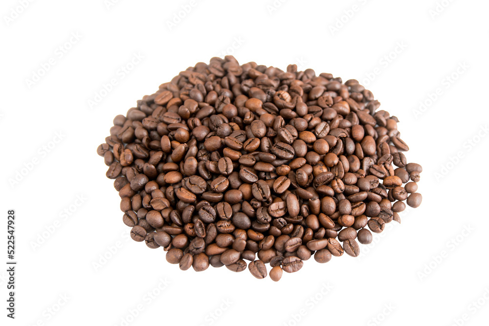Roasted Coffee Beans isolated on white background for copy space. Roasted Coffee Beans isolated on white background for copy space.