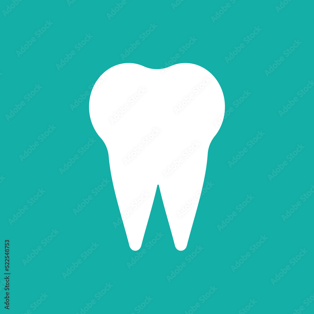 Vector tooth icon tooth logo isolated white on green background. Dentistry logo white tooth Vector tooth icon tooth logo isolated white on green background. Dentistry logo white tooth