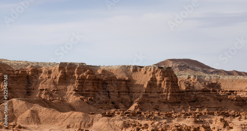 Red Rock Formations and Hoodoos in the Desert at Sunrise. Spring Season. Goblin Valley State Park. Utah  United States. Nature Background.