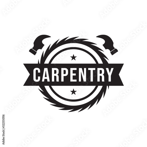 Vector logo of carpentry workshop and woodwork.