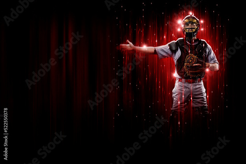 Catcher Baseball Player in a red uniform © beto_chagas
