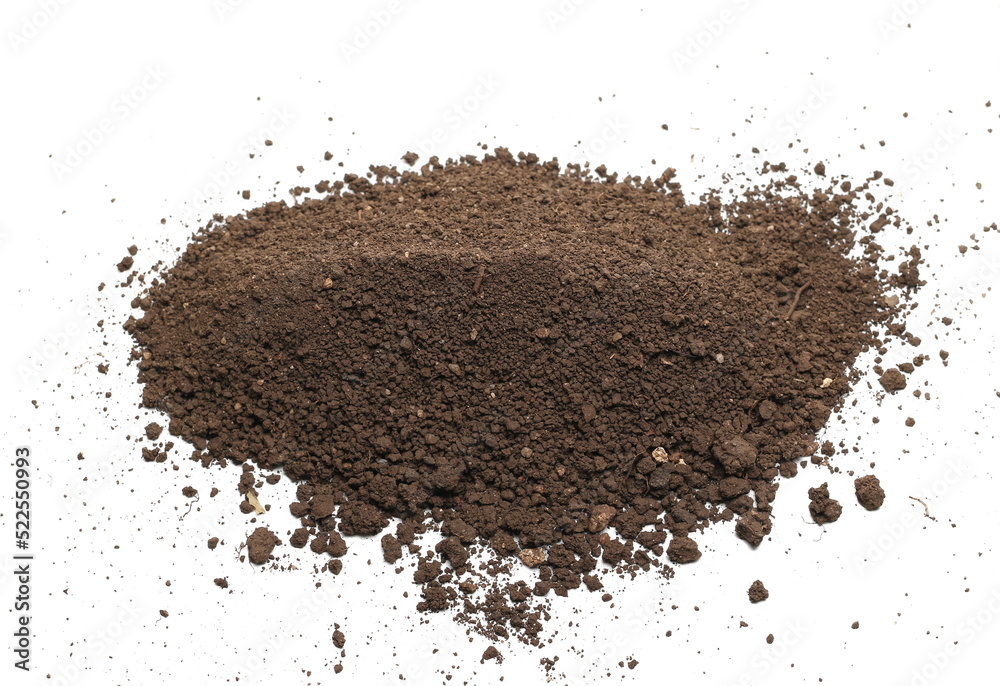 Pile dirt, soil isolated on white background Pile dirt, soil isolated on white background
