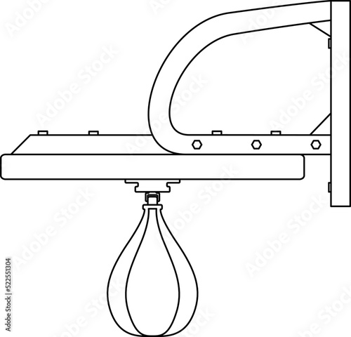 Punching ball, speed ball platform with wall mounting for box training realistic sketch drawing, contour lines drawn small punching bag ball sport equipment 