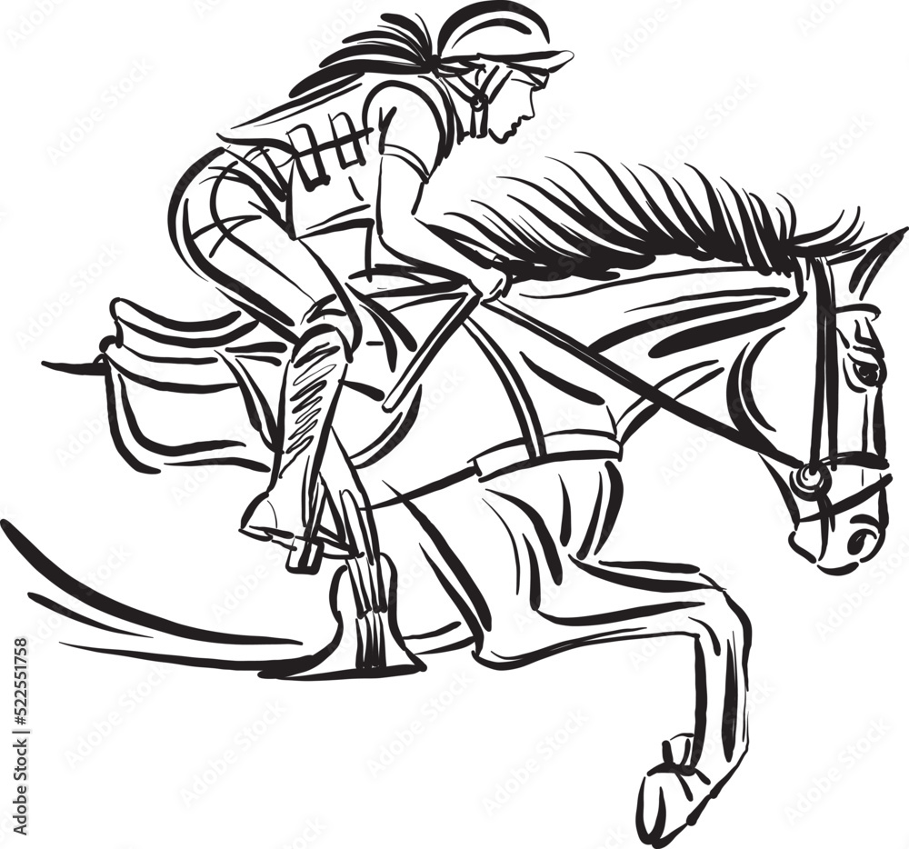 Fototapeta premium jockey riding race horse extreme sport vector illustration