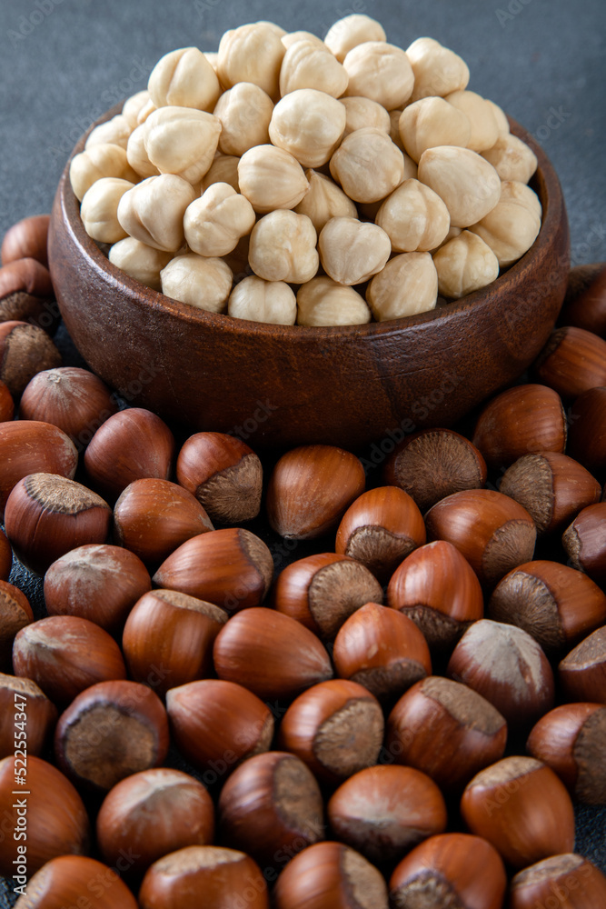 Group of peeled and shelled hazelnuts Group of peeled and shelled hazelnuts