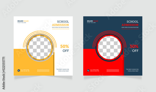 Back to school admission social media post template 
