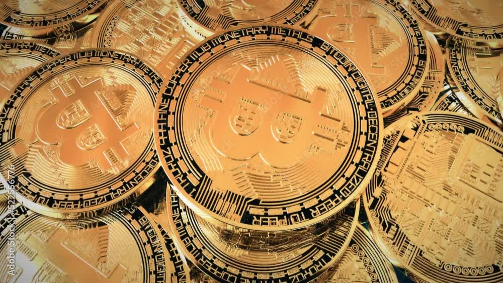 LOTES DE MONEDAS DE BITCOIN GIRANDO