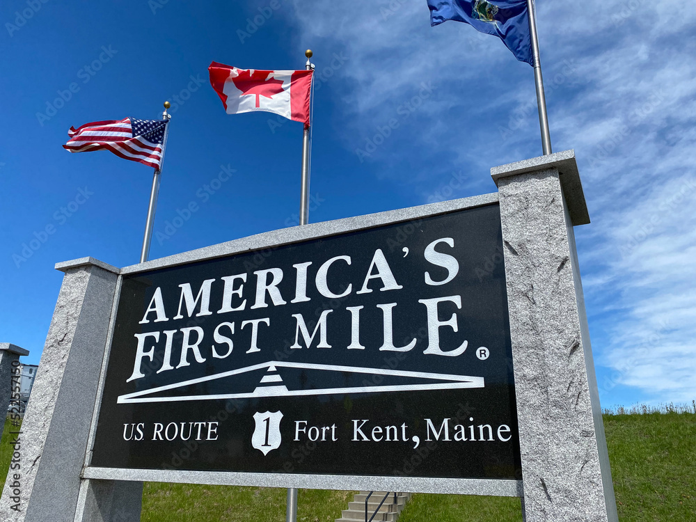 Fotografia do Stock Fort Kent, Maine United States Route 1. America's