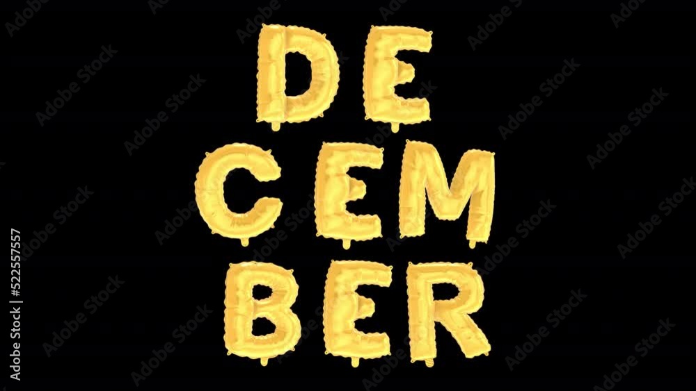 Month Of December. Gold Helium Balloon. Alpha Channel. Prores4444. Loop Animation. Month Of December. Gold Helium Balloon. Alpha Channel. Prores4444. Loop Animation.