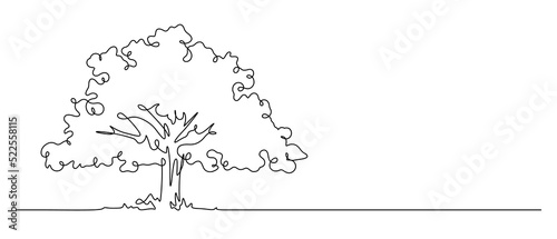 continuous line drawing of big tree environmental concept