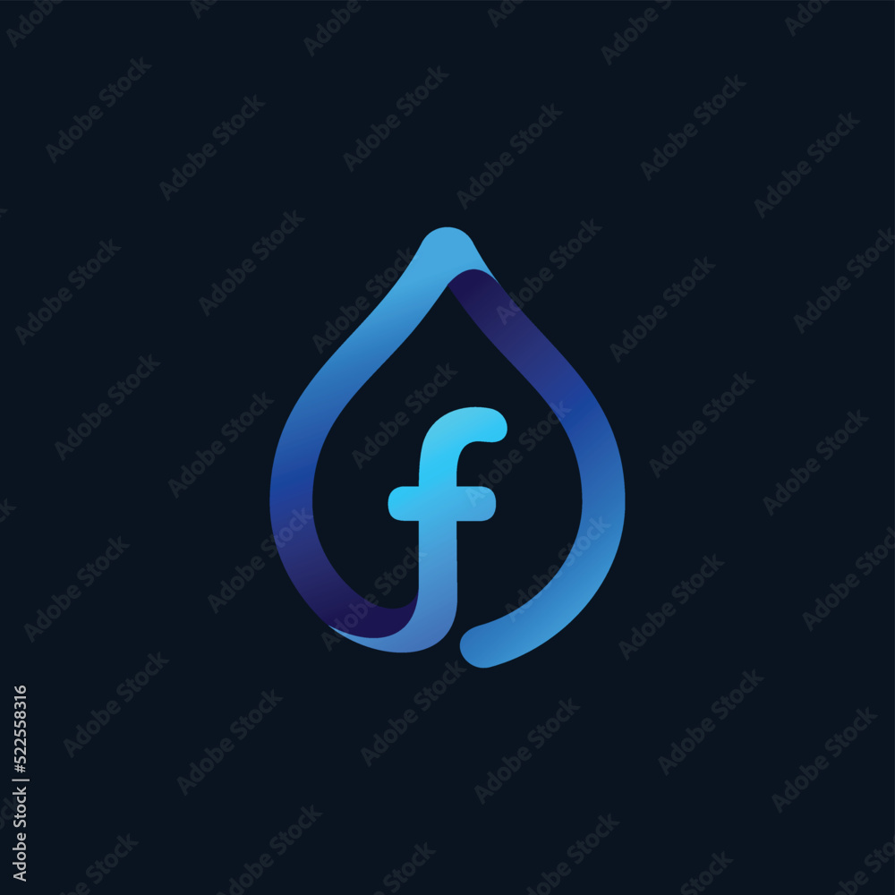 Logo Icon Letter F Water Droplet Logo Icon Letter F Water Droplet