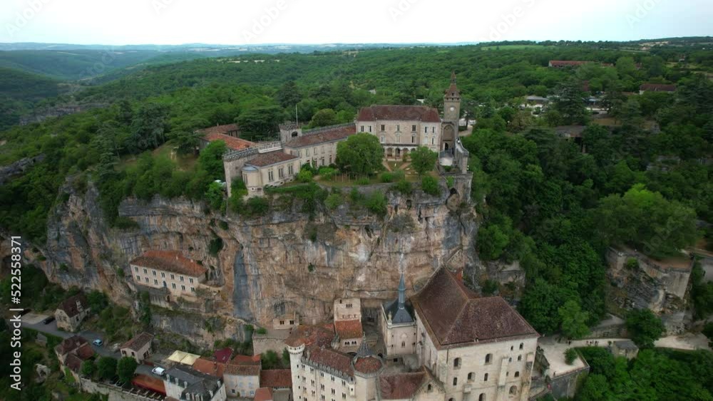 Aerial overview of the famous rocamadour village in France Aerial overview of the famous rocamadour village in France
