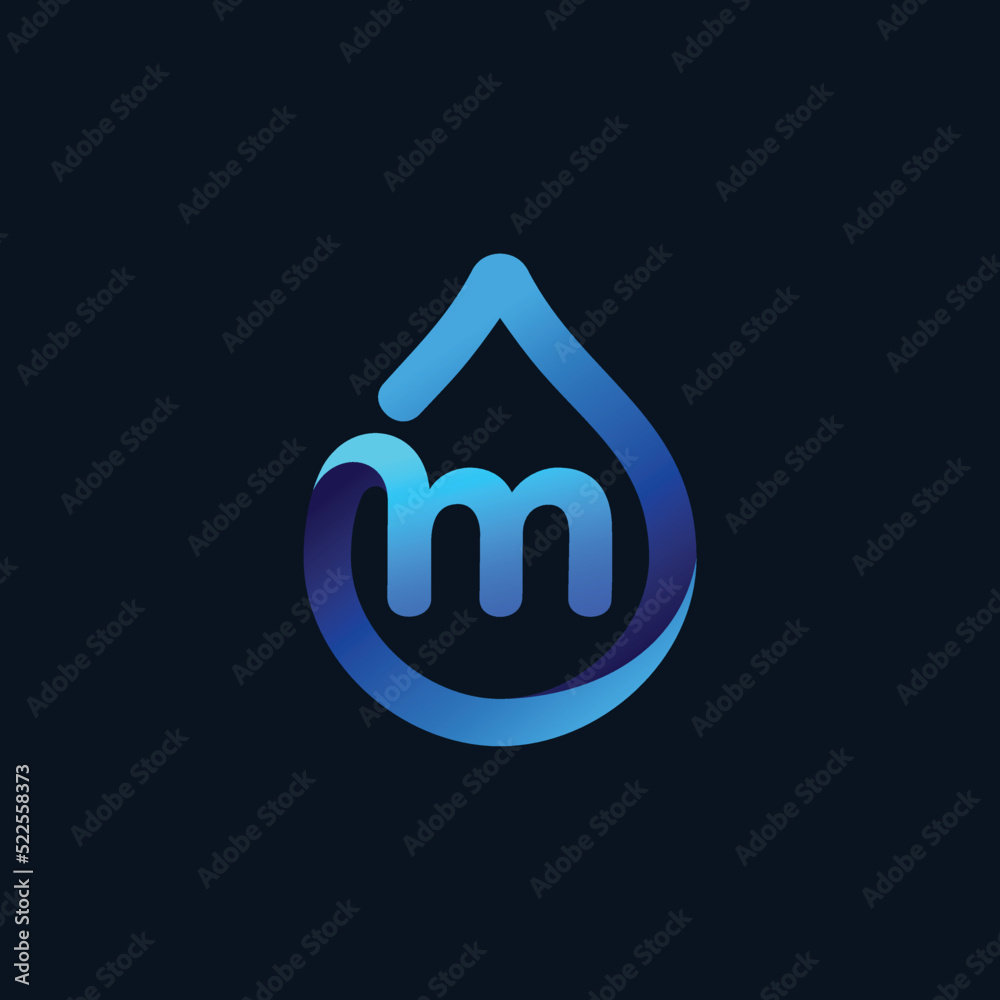 m letter water logo design illustration m letter water logo design illustration
