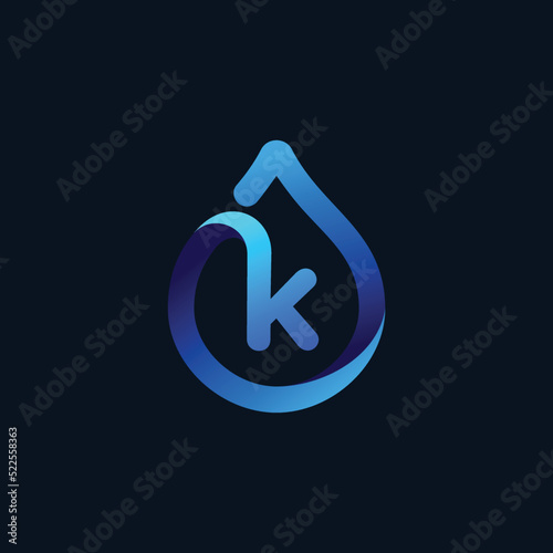 k letter water logo design illustration