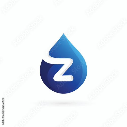z letter logo in water drop sign
