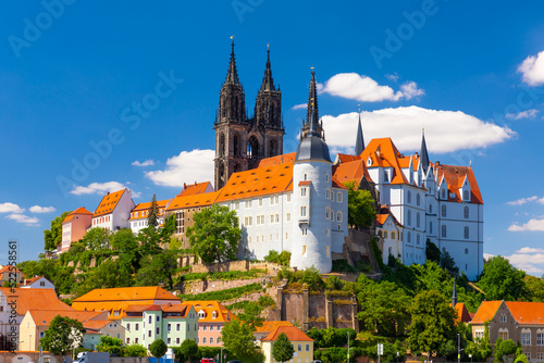 Obraz na płótnie Awesome view on Albrechtsburg castle and cathedral on the river Elbe. Meissen, Saxony, Germany w salonie