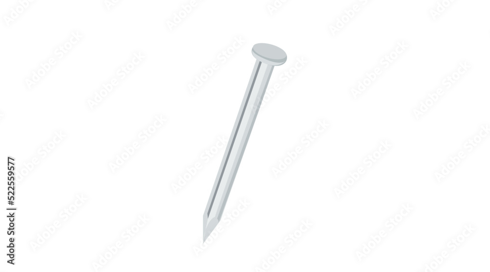 Vector Isolated Illustration of a Metal Steel Nail