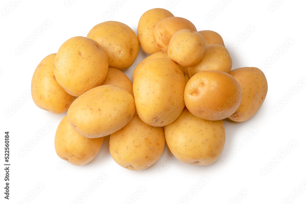 A group of fresh tasty potato isolated on white background. A group of fresh tasty potato isolated on white background.