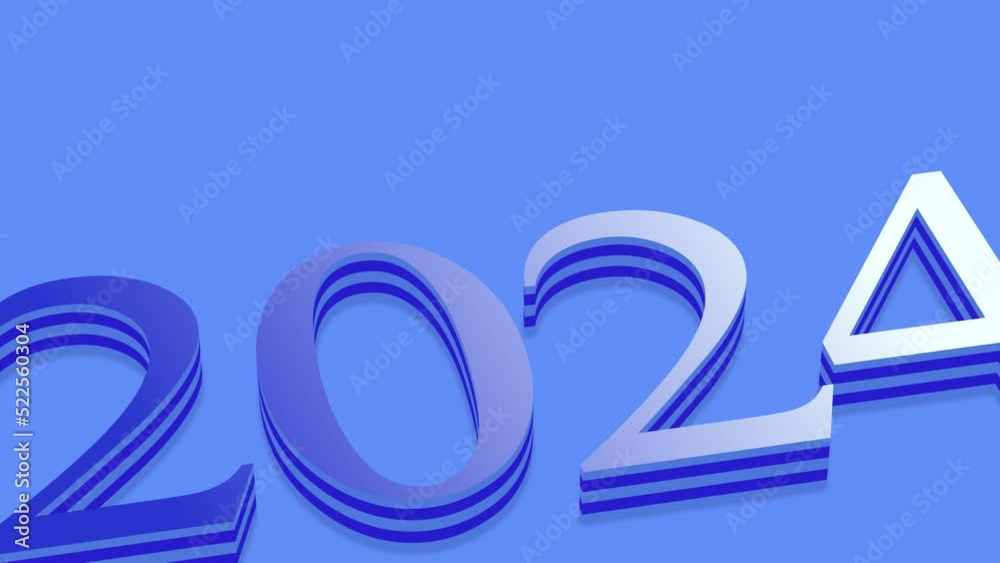 Word 2024 3D number. Year 2024 illustration vídeo de Stock Adobe Stock