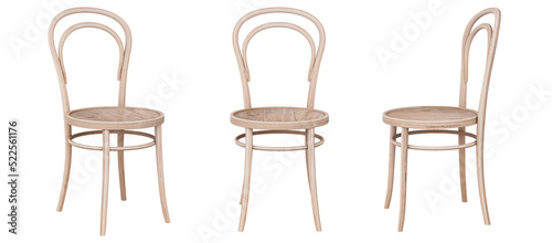 Fototapeta Naklejka Na Ścianę i Meble -  3d Furniture modern wood chair isolated on a white background, Decoration Design for Dining