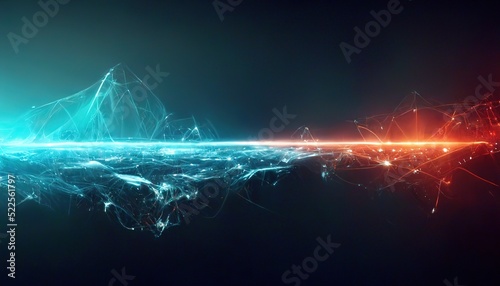 Thunderbolt, isolated lightning, electric current line, blue magic ray, abstract audio equalizer, digital signal amplitude, electric energy vector illustration. photo