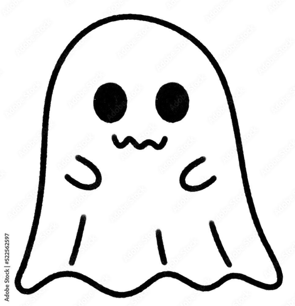 Happy Halloween ghost scary icon cute line art.