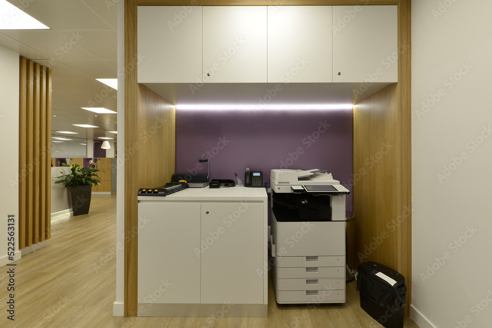 Photocopies and binding area in a professional office