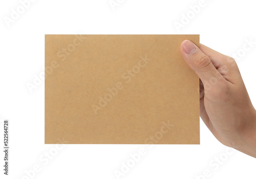 Hand holding blank cardboard paper, Greeting card mockup. © Touchr