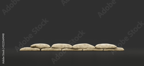 Sandbag for military trench or for flood barricade, 3d rendering photo