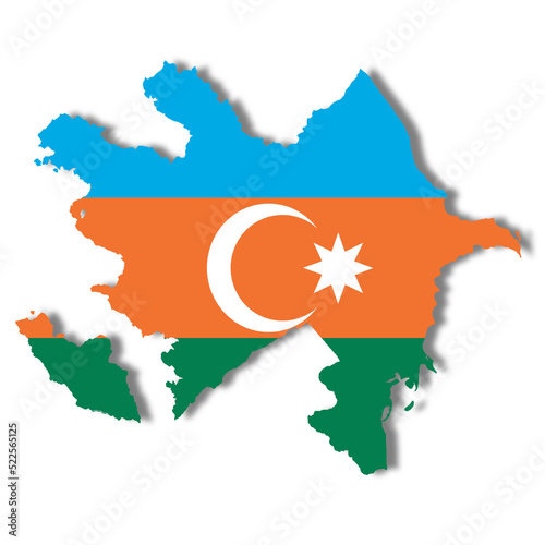 Azerbaijan flag map on white background 3d illustration with clipping path