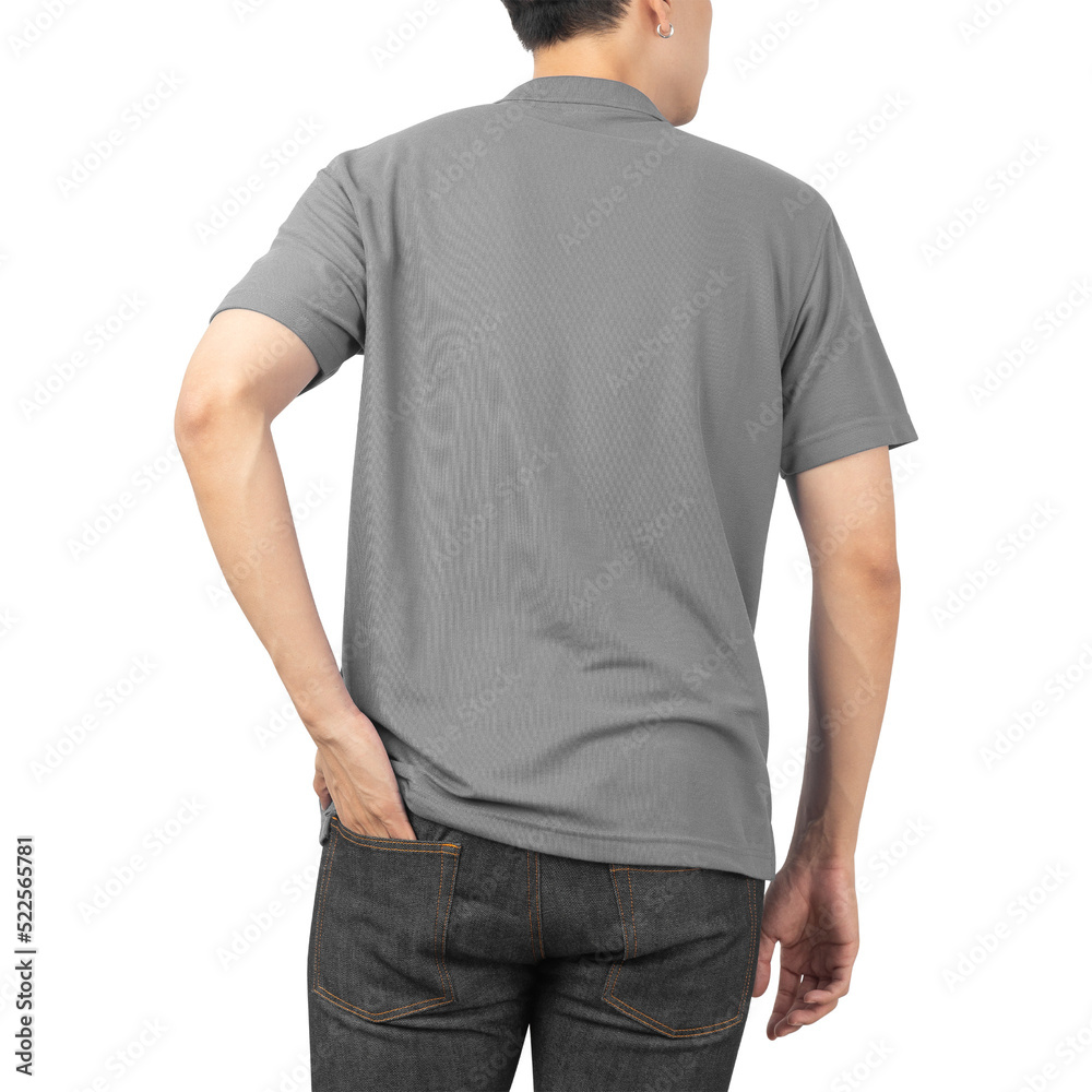 Man in grey Polo t-shirt mockup, Design template. Man in grey Polo t-shirt mockup, Design template.