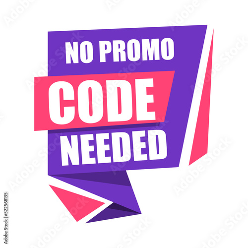 Badge no promo code needed, vector illustration