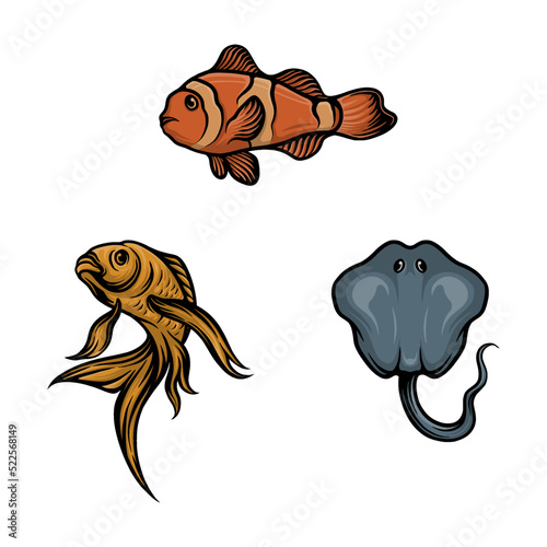 various kinds of sea fish vector design