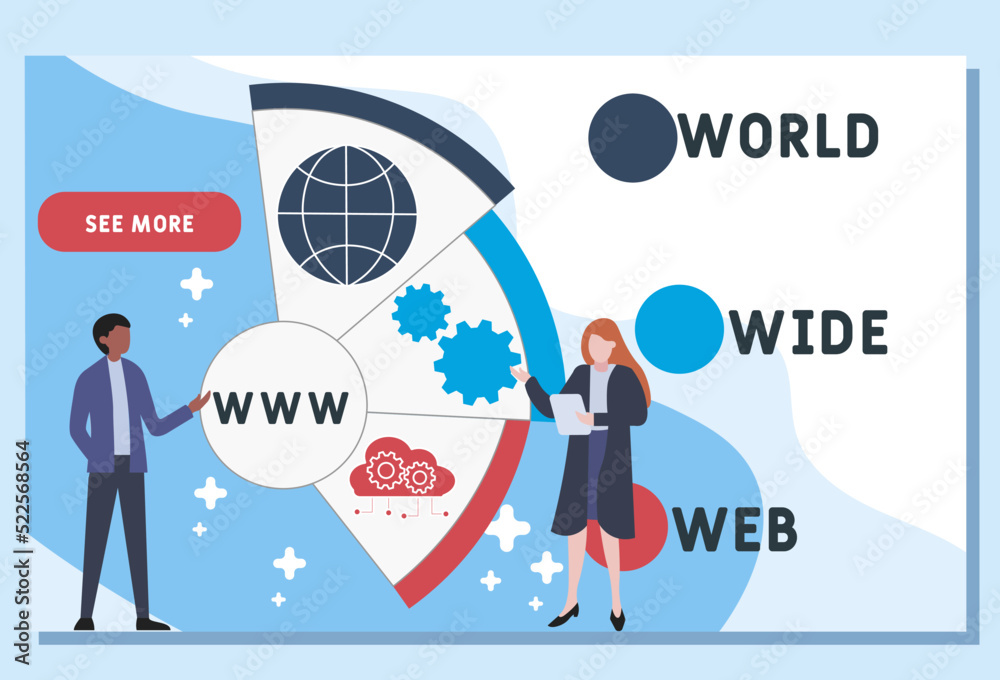 WWW - World Wide Web acronym. business concept background. vector illustration concept with keywords and icons. lettering illustration with icons for web banner, flyer, landing pag