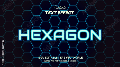 hexagon neon editable text effect